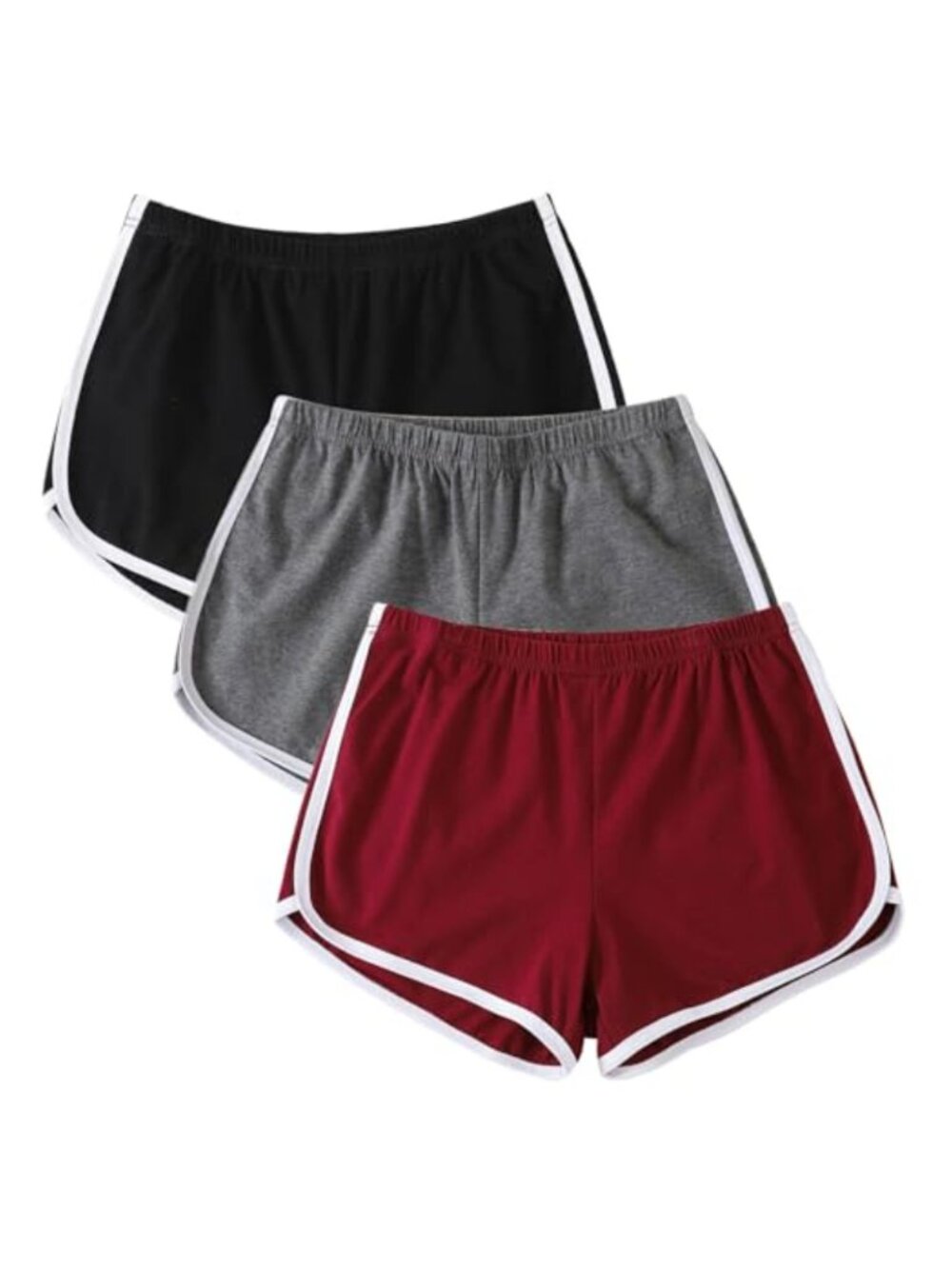 3 Pack Cotton Athletic Shorts Yoga Running Workout Elastic Waist Pull On